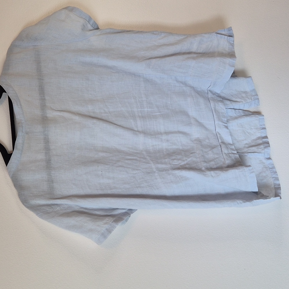 Eileen Fisher | 100% Irish linen Light Blue Button-Up Blouse Sz XL - Picture 6 of 8